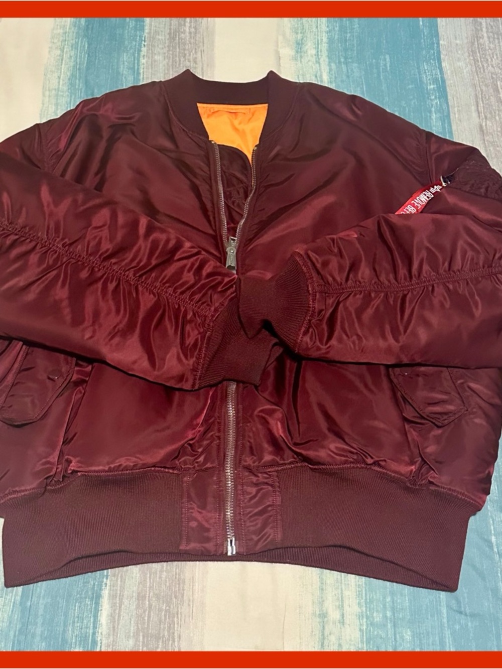 4XL ALPHA INDUSTRIES MA-1 HERITAGE BOMBER FLIGHT JACKET MENS RED BURGUNDY MAROON